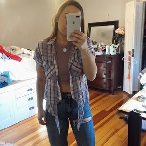 Anthropologie Short Sleeve Flannel Button down